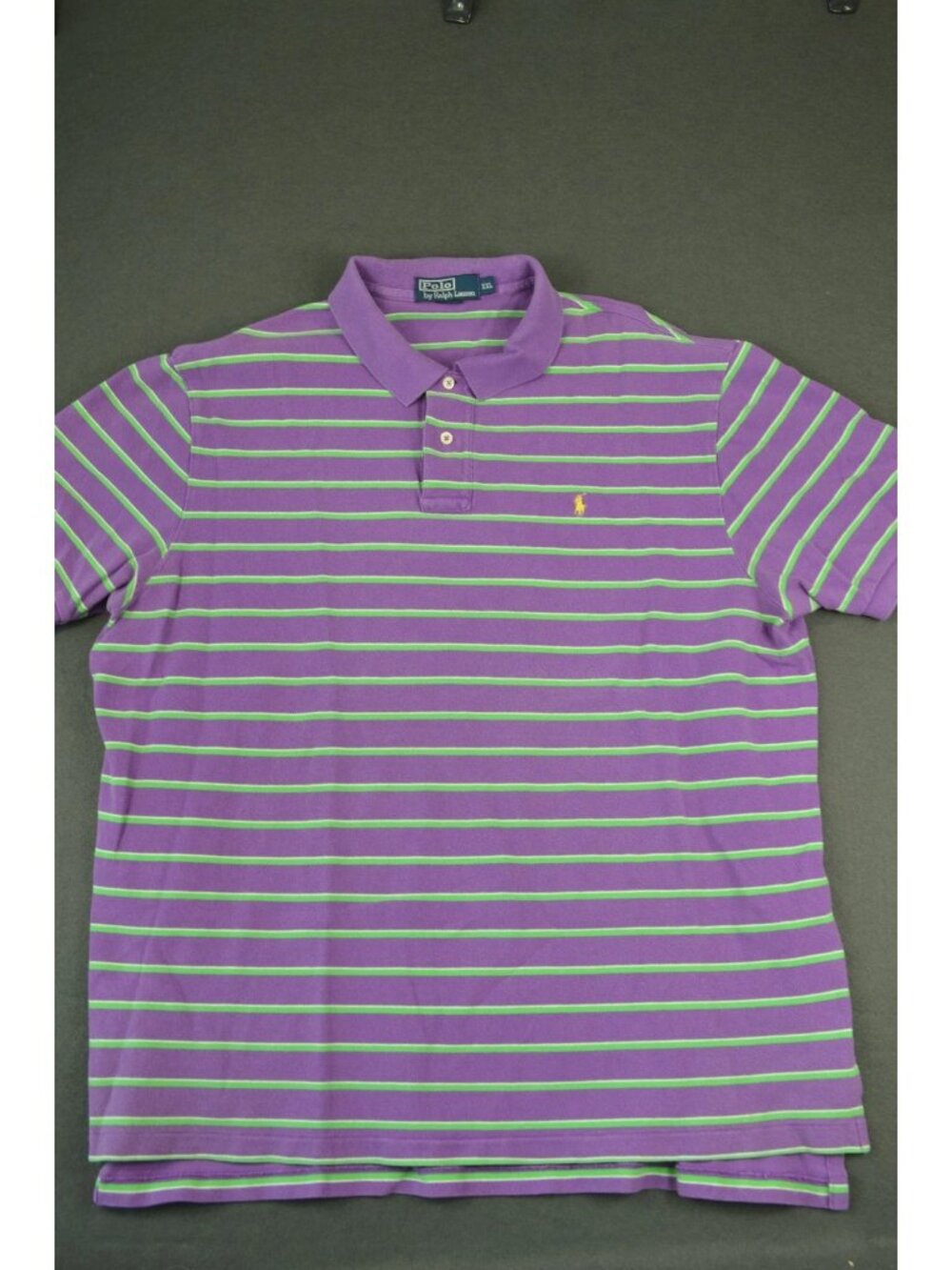 Polo Ralph Lauren Mens Purple Polo Shirt Short Sleeve Striped Pony Logo 2XL